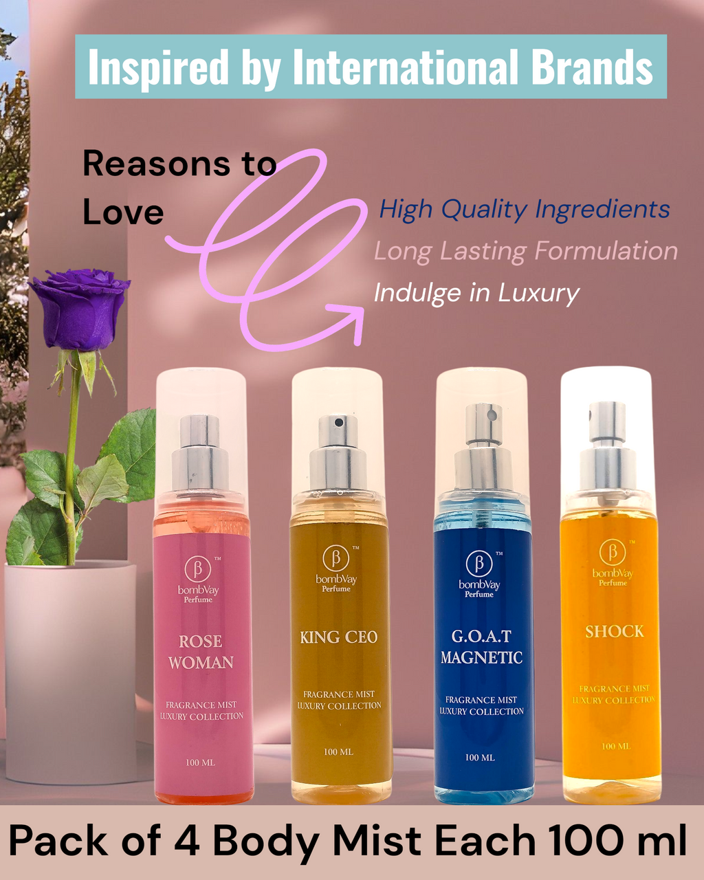 Pack of 4 Body Mist Each 100 ml